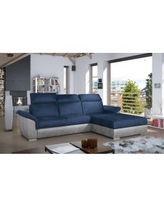 Canapé d'angle Trovasca en Tissu Bleu foncé et Gris