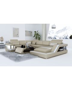 Grand canapé d'angle design contemporain FRESNO XL + éclairage